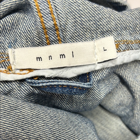 MNML Light Blue Denim pullover jacket hood denim hoodie size large streetwear - Picture 4 of 5